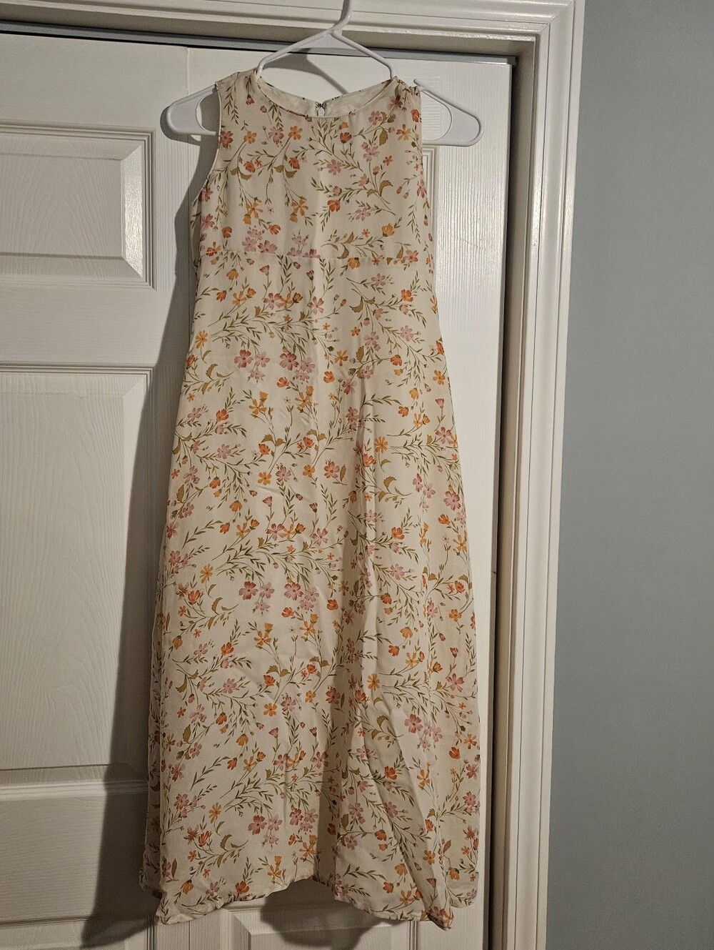 American Girl Floral Cream Maxi Dress with Pink & Orange Accents With Purse